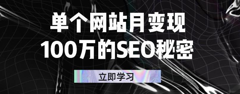 单个网站月变现100万的SEO秘密，百分百做出赚钱站点